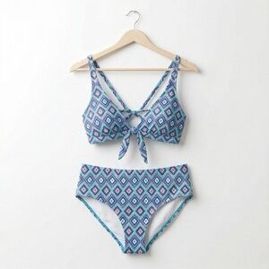 Swimsuits For All Swim Sexy Geometric Tribal High Waist Bikini Set Plus Size 24